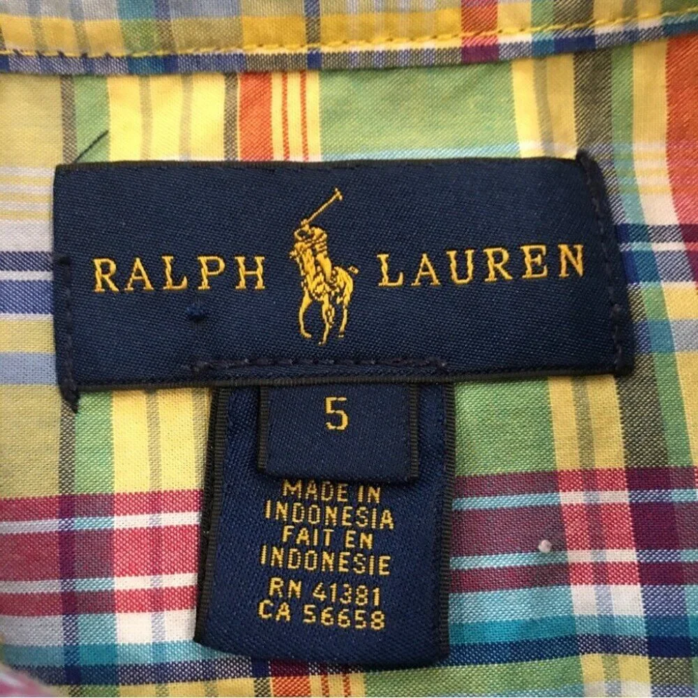 Ralph Lauren Boys‎ 5 Shirt Multicolored Button Short Sleeve Embroidered Designer